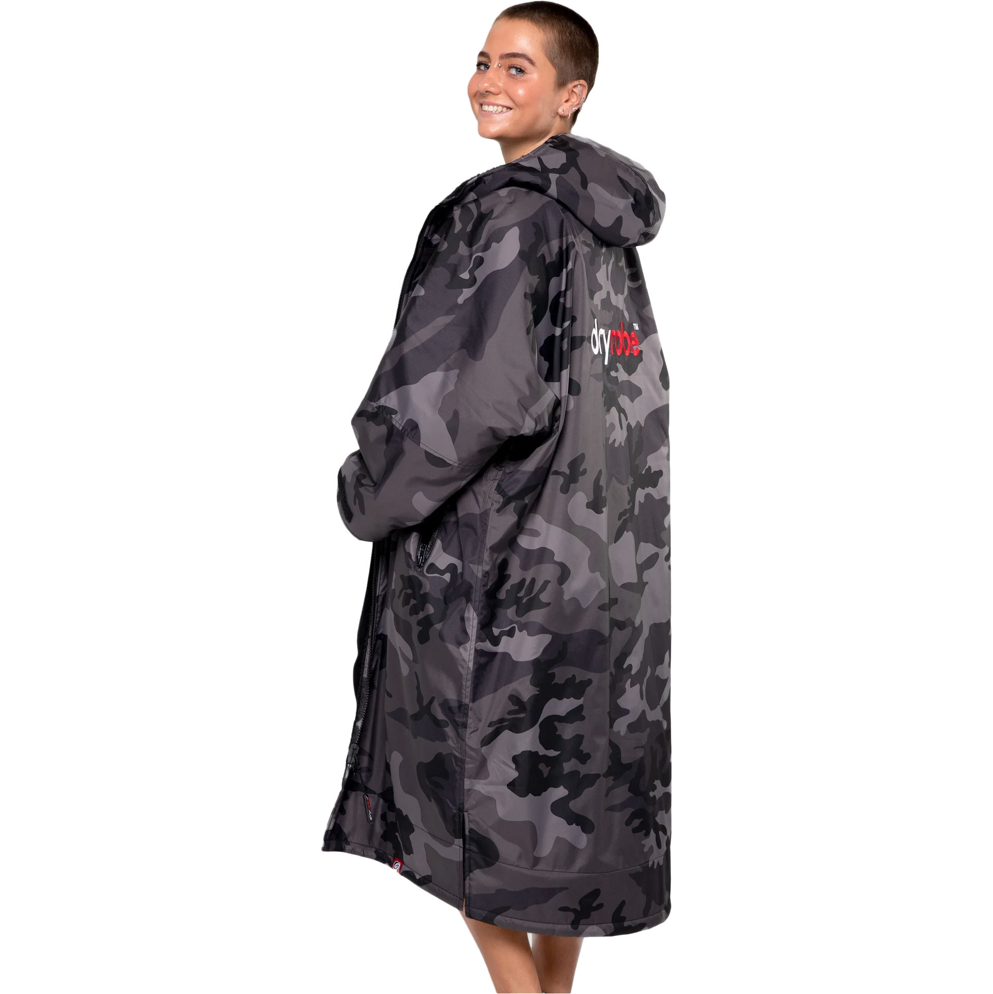 2026 Dryrobe Advance Long Sleeve Change Robe V3 DR104 - Black Camo / Black